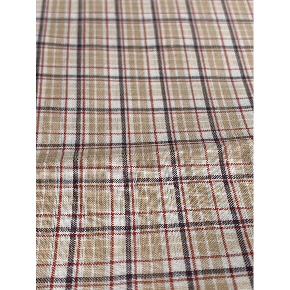 Plaid Cotton Fabric Yardage 44" Wide Beige/Red/Brown Quilting & Crafts Projects - Picture 2 of 5